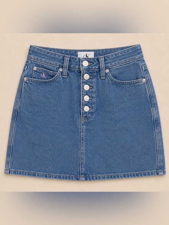 Calvin Klein Dresses & Skirts - Calvin Klein CK1 High Rise Denim Mini Skirt Button Fly Y2K Women’s W25